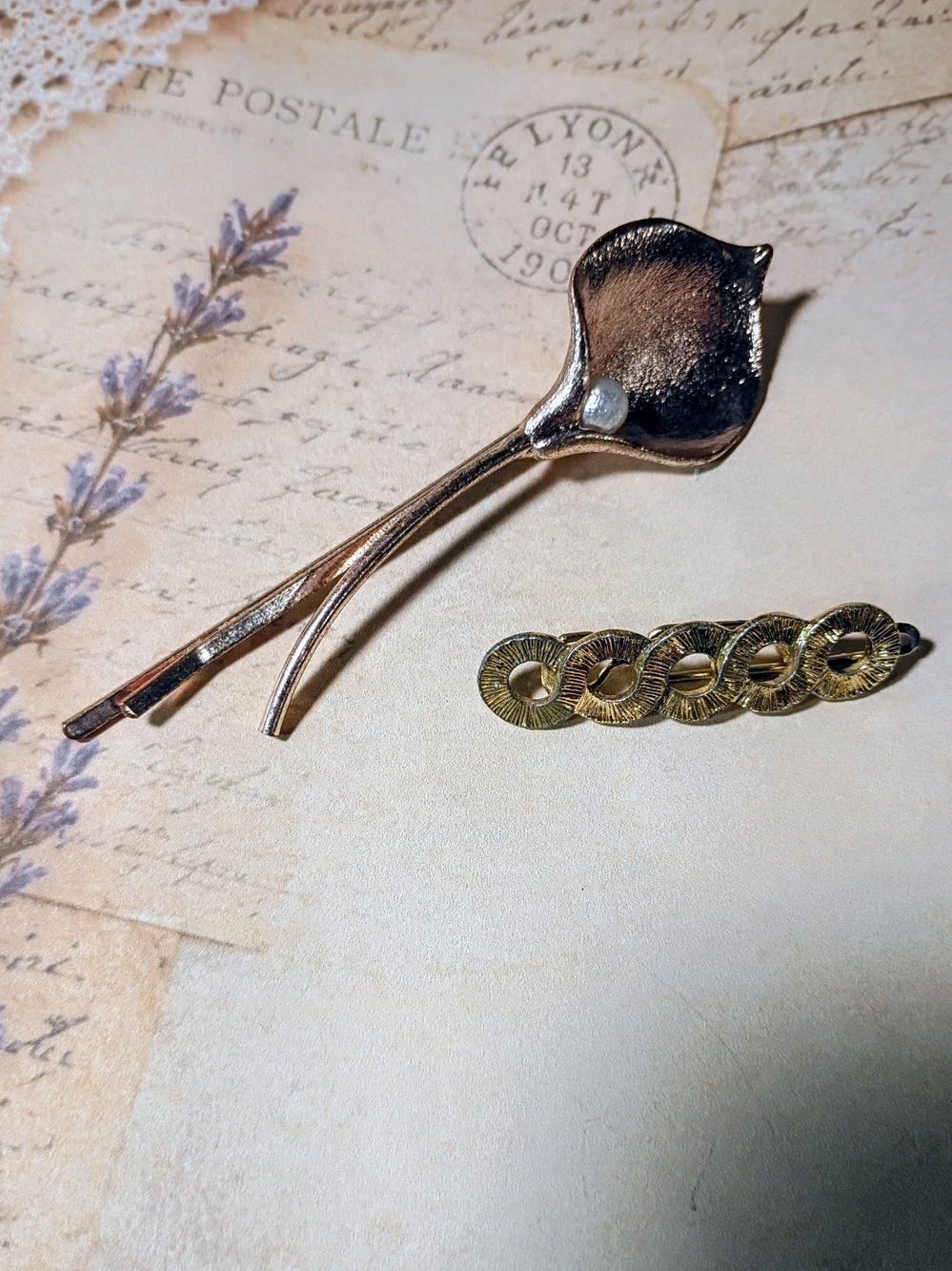 Vintage Gold Flower Hair Pin Set - Women Accessories